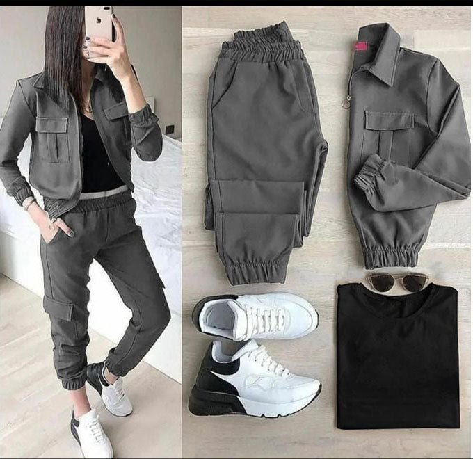 3 Pcs Winter Pocket Style Tracksuit