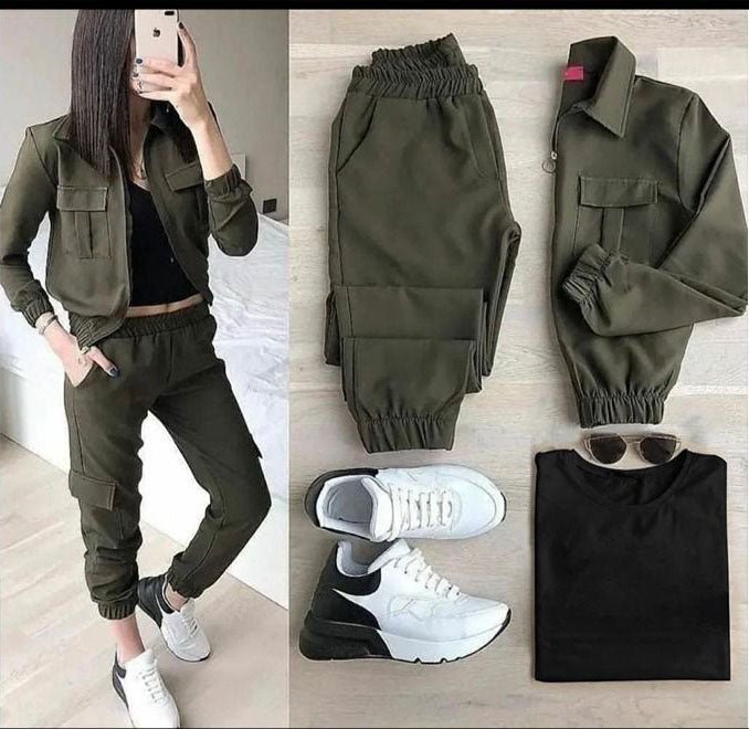 3 Pcs Winter Pocket Style Tracksuit